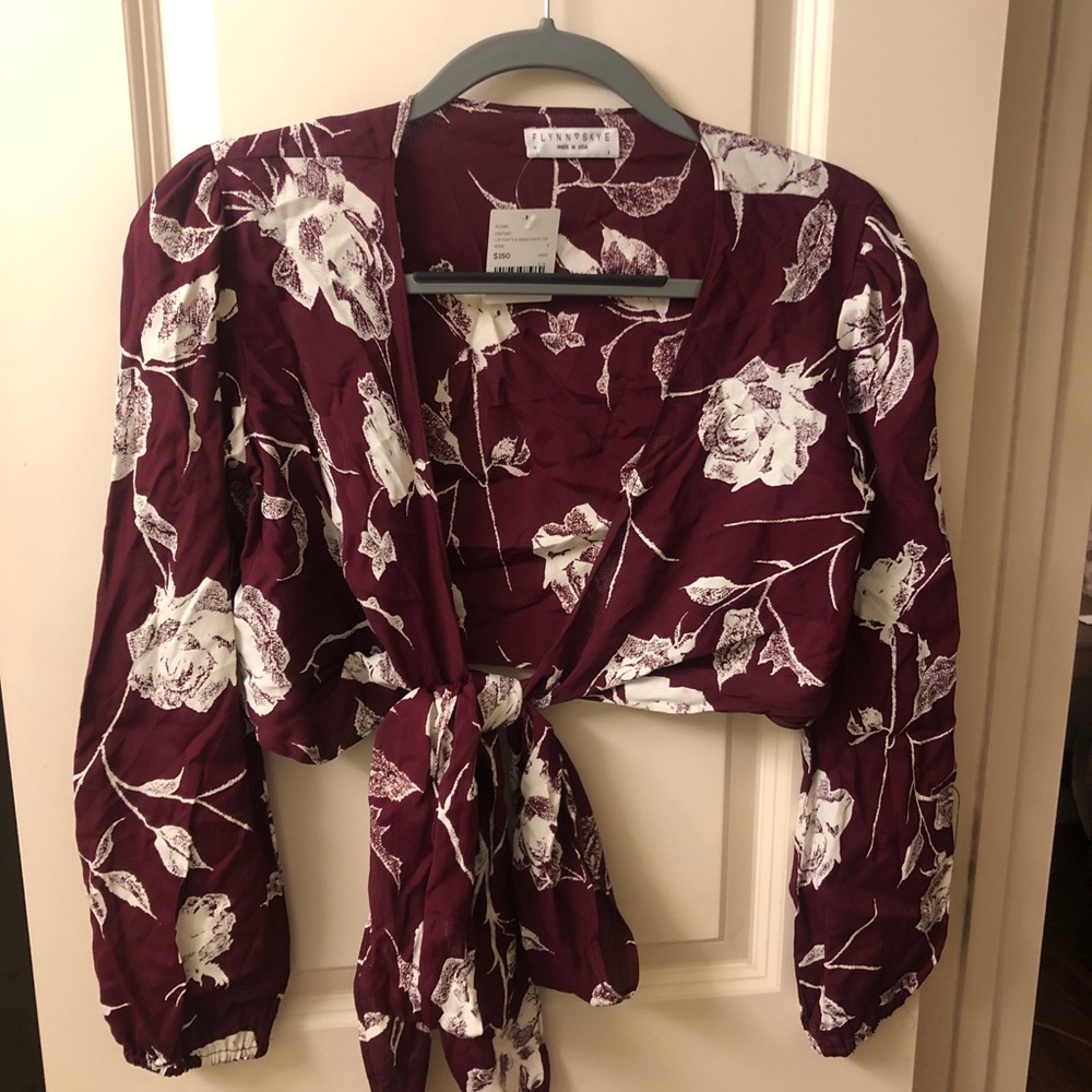 Long sleeve tie blouse